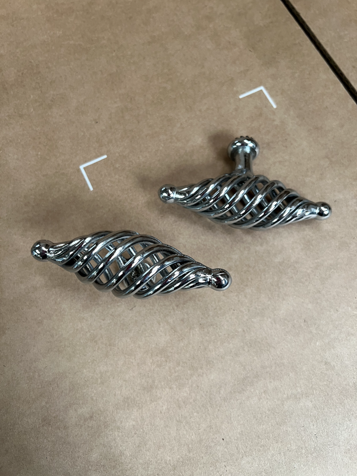 Smallbone Mark Wilkinson Chrome Twisted Cage kitchen Door Handle Knob Pull metal