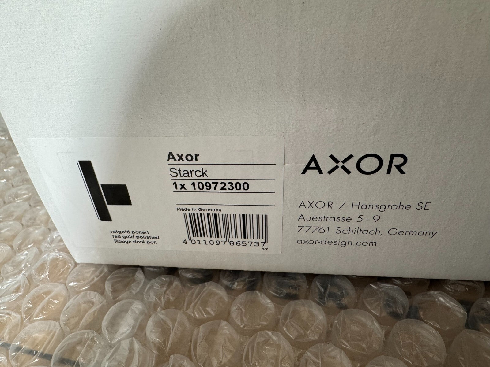 NEW AXOR Hansgrohe 10972300 Starck Shut Off Valve Control Red Gold BR901