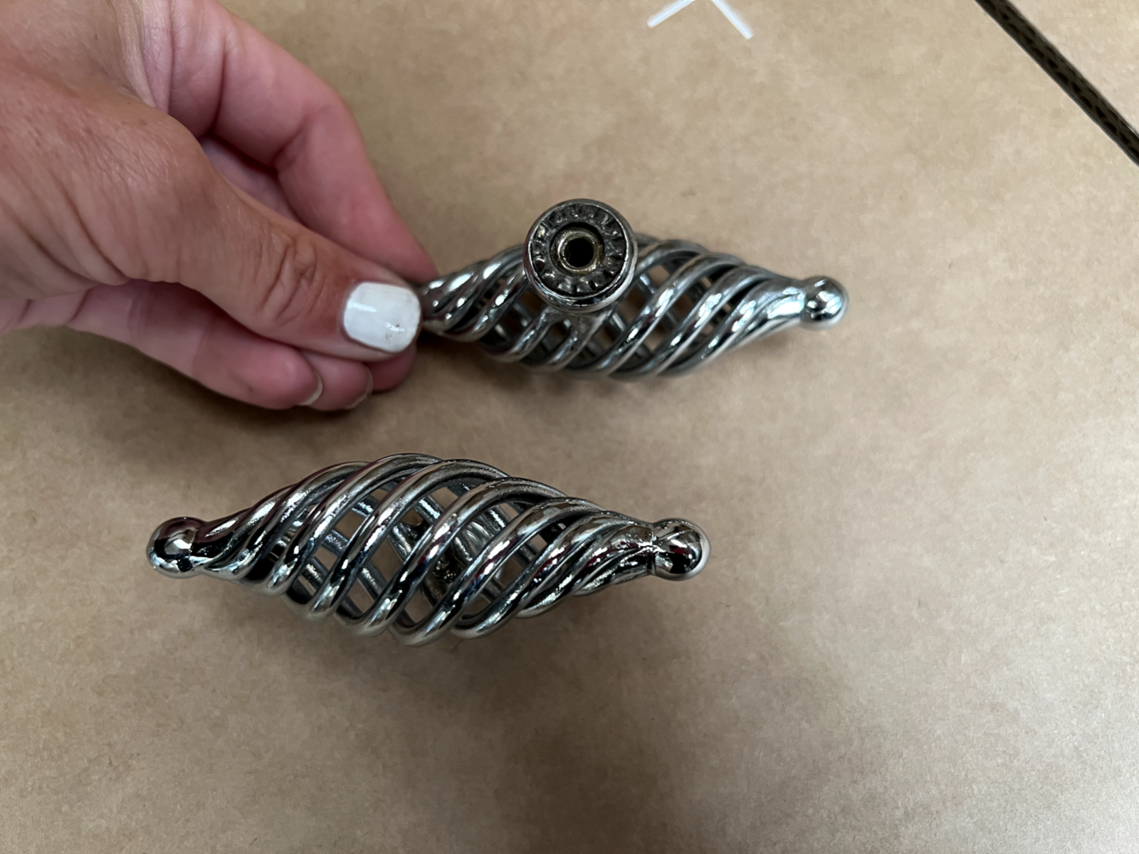 Smallbone Mark Wilkinson Chrome Twisted Cage kitchen Door Handle Knob Pull metal