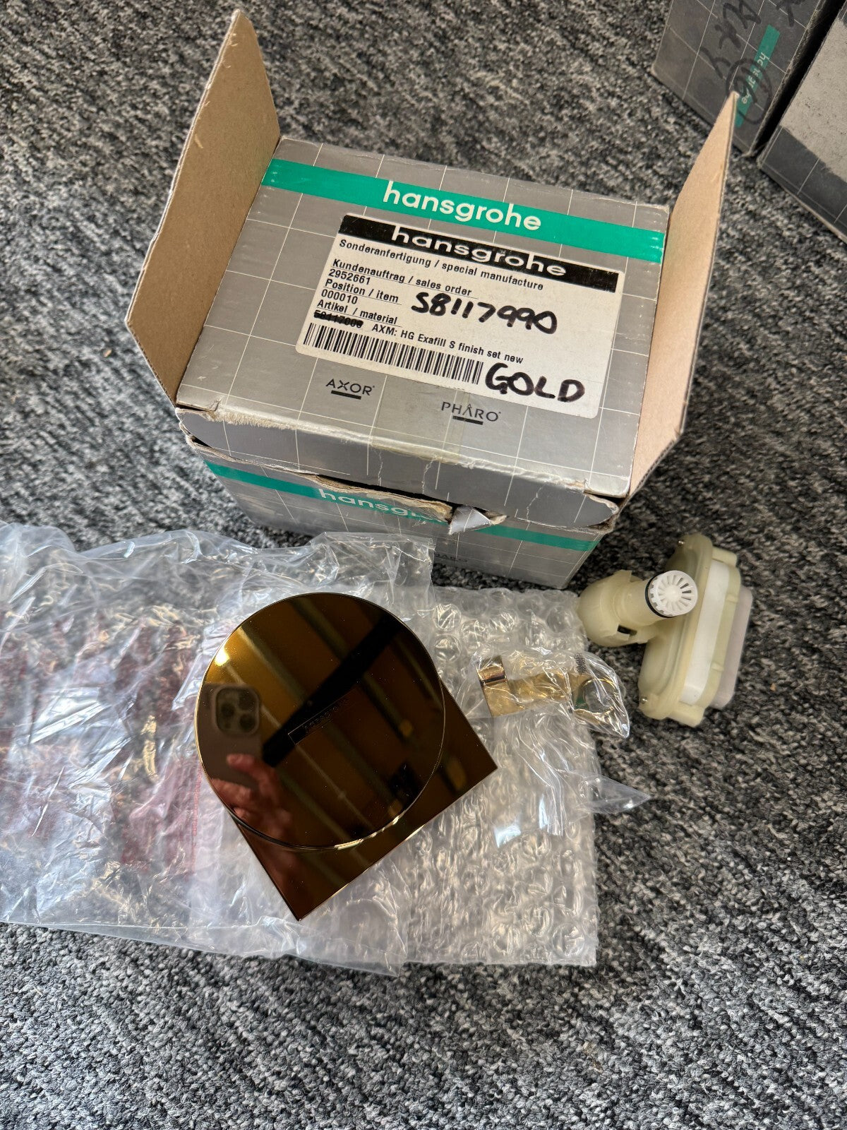 NEW Hansgrohe 58117990 Exafill S Finish Set Polished Gold BR2126