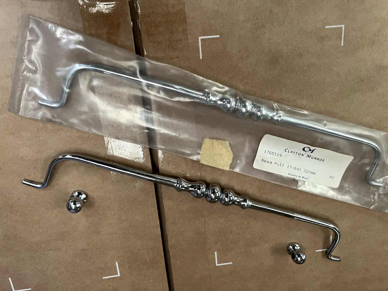 New Clayton Munroe Bead Pull Handle Hardware Kitchen Drawer Antique Chrome 320mm