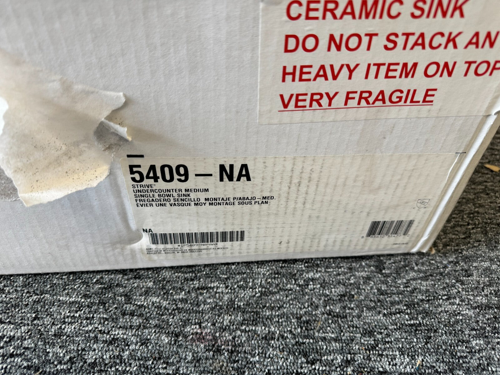 NEW Kohler K 5409 NA Stainless Steel Single Bowl Sink Basin undermount BR412
