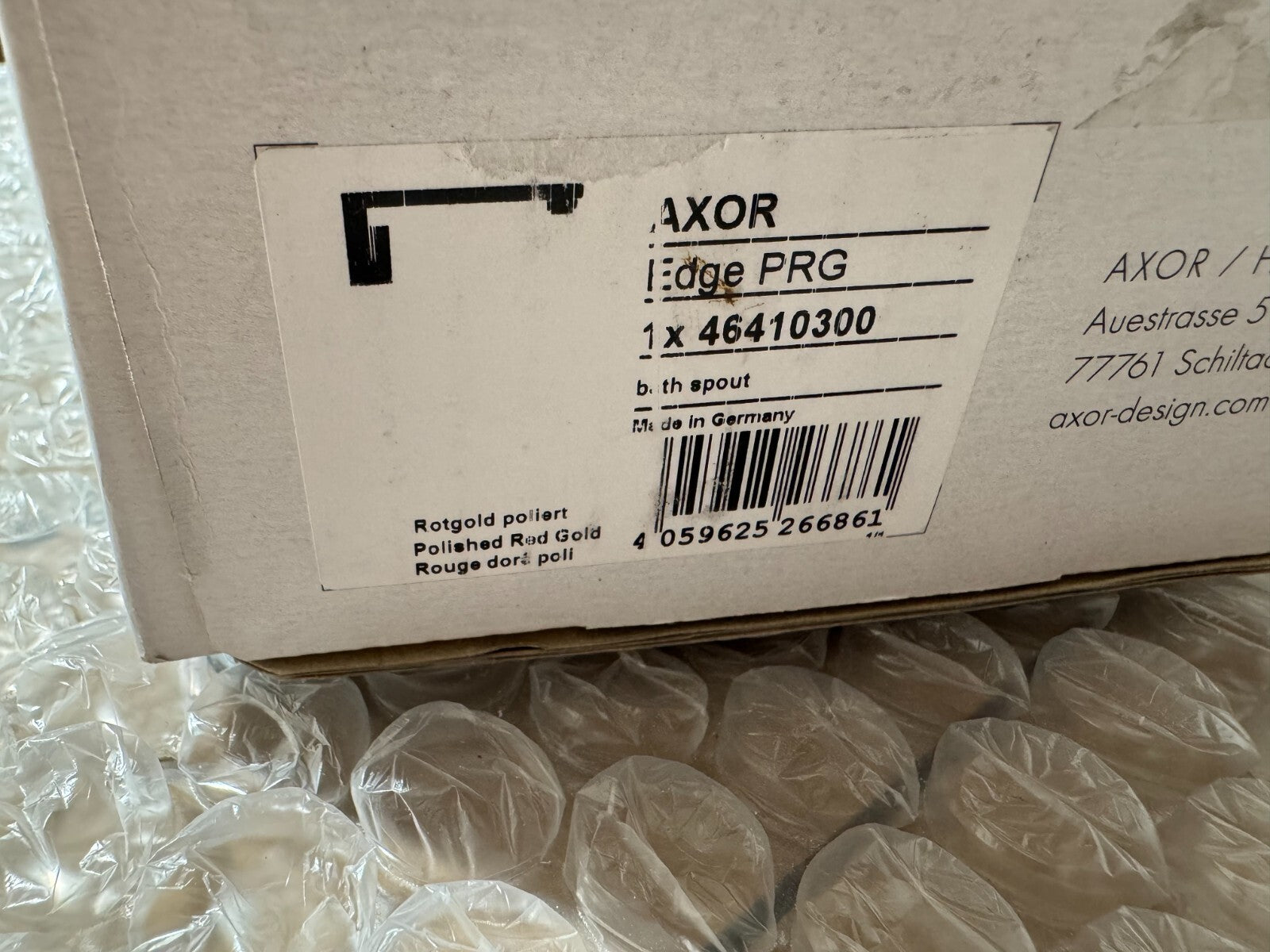 NEW Axor Hansgrohe 46410300 Edge Bath Tap Spout Red Gold BR928