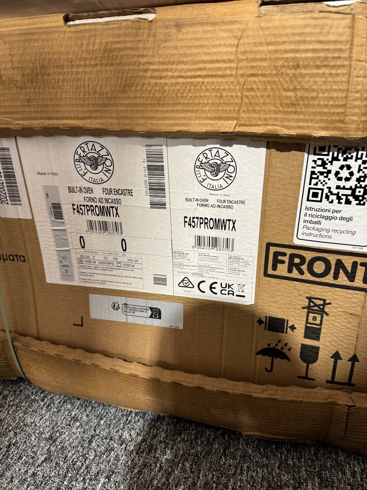 NEW Bertazzoni F457PROMWTX 45cm Pro Series Built In Combi microwave Oven BR2092