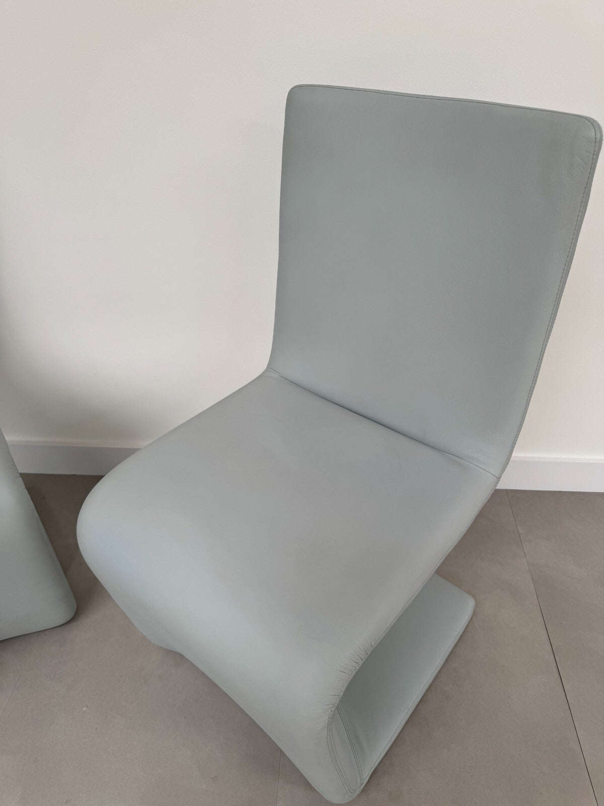 2 x Ex Display Ronaldo Venere Leather dining Chairs sky Blue AX016