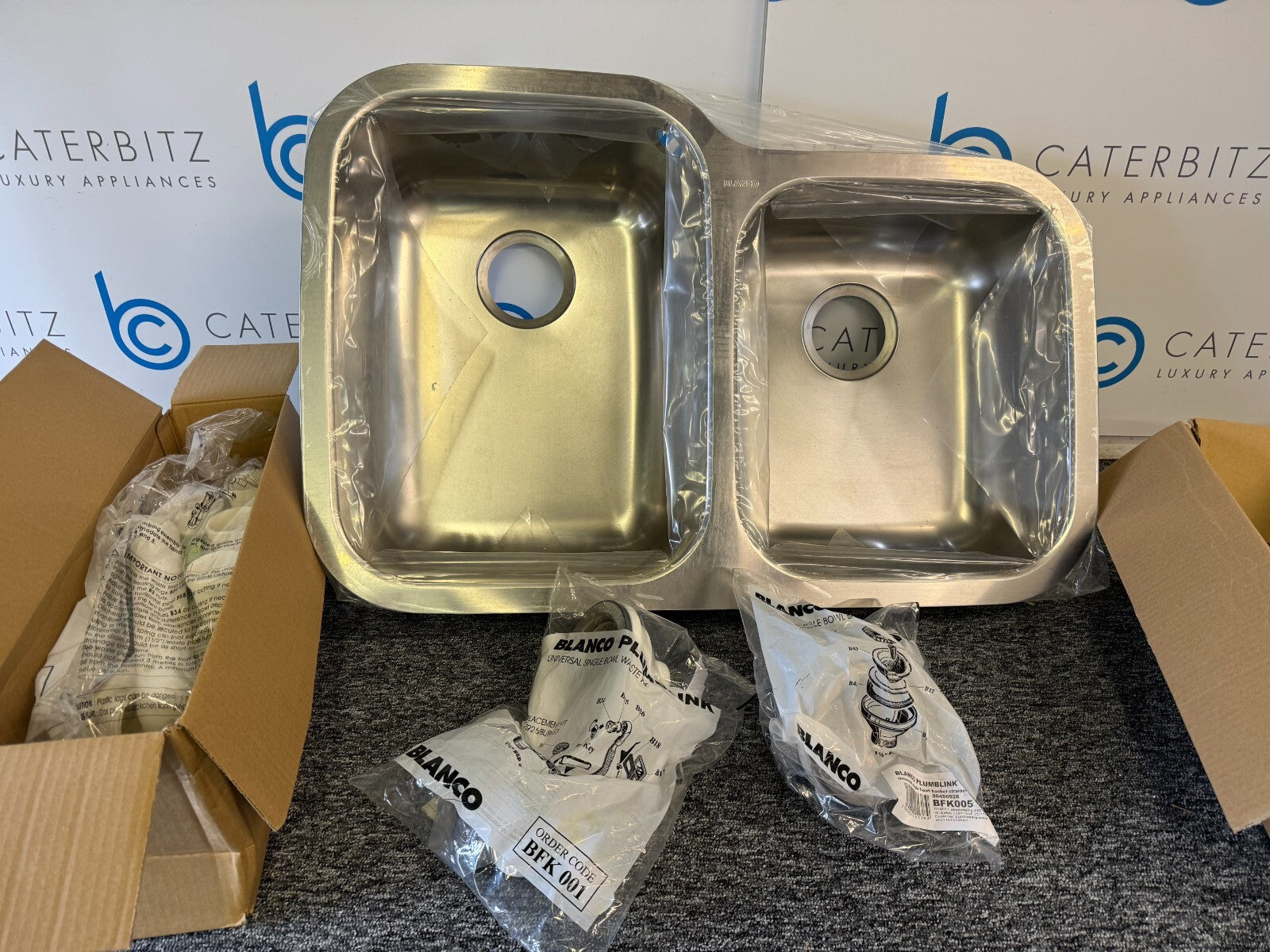 New UNUSED Blanco Supreme 735 - U Stainless Steel double basin bowl kitchen sink