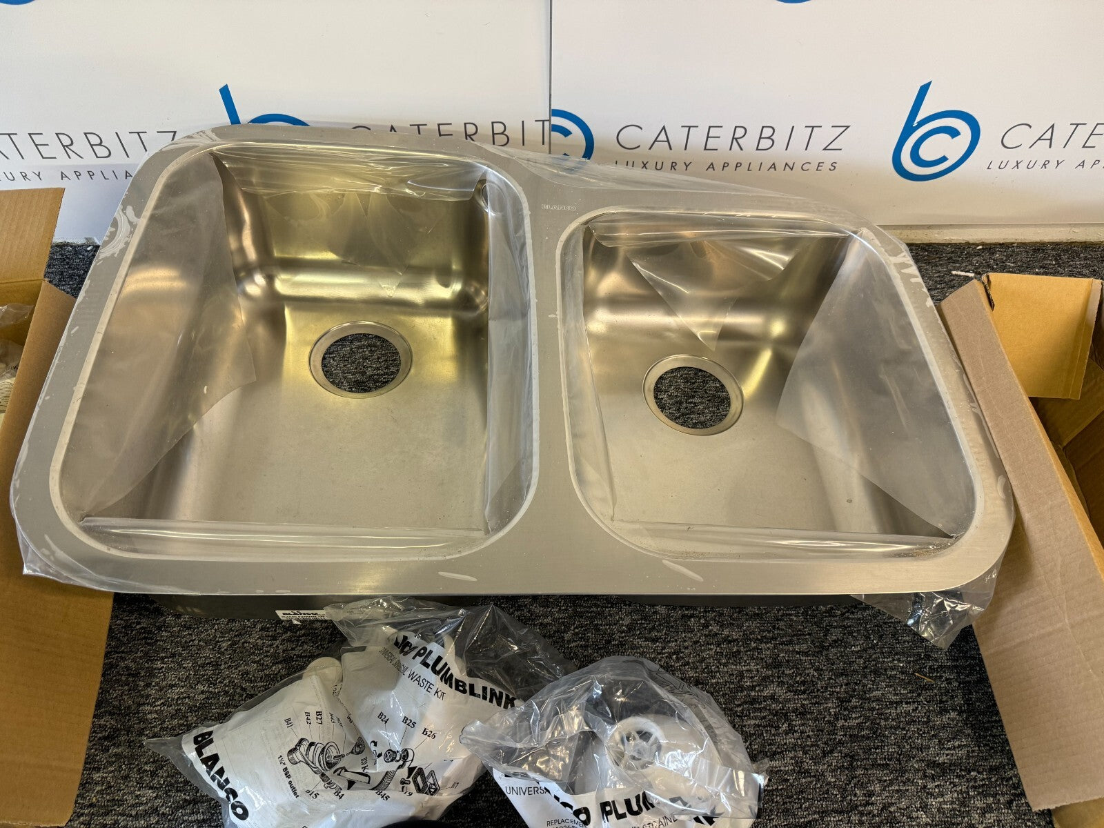 New UNUSED Blanco Supreme 735 - U Stainless Steel double basin bowl kitchen sink
