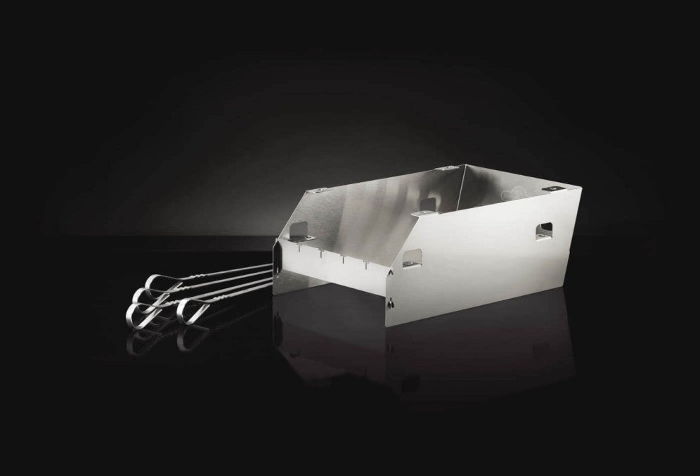 Napoleon Side Burner Windshield | Skewer Rack | Stainless Steel Grill Accessory | 4 Skewers Included | Wind Protection UK | Caterbitz
