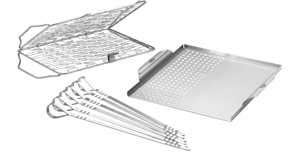 Napoleon Healthy Choice Starter Kit | Stainless Steel Skewers | Flexible Grill Basket | Multifunctional Topper | Healthy Grilling | Caterbitz UK