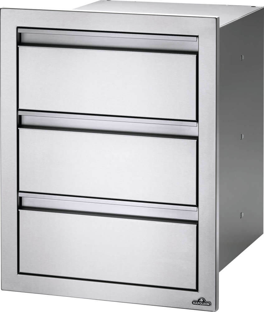 Napoleon 18 x 24 Triple Drawer Stainless Steel Outdoor Kitchen Storage