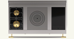  (E4) 2 Gas Burners (small burner at the back), 1 Plaque "French Top", 1 Induction Plate with 2 Burners