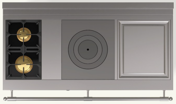 (H2) 2 Gas Burners (small burner at the back), 1 Gas French Top, 1 Large Electric Teppanyaki