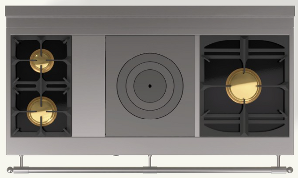 (H3) 2 Gas Burners (small burner at the back), 1 Gas French Top, 1 Maxi Gas Burner
