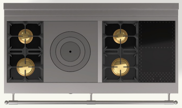 (HC) 2 Gas Burners (small burner at the back), 1 Gas French Top, 2 Gas Burners (small burner at the back), 1 Induction Plate with 2 Burners