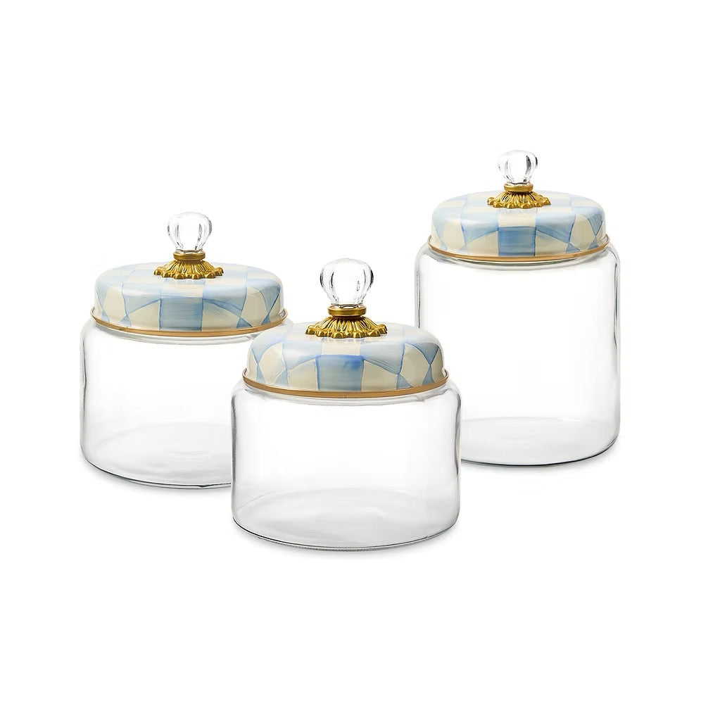 Mackenzie-Childs Sky Check Small Kitchen Canister