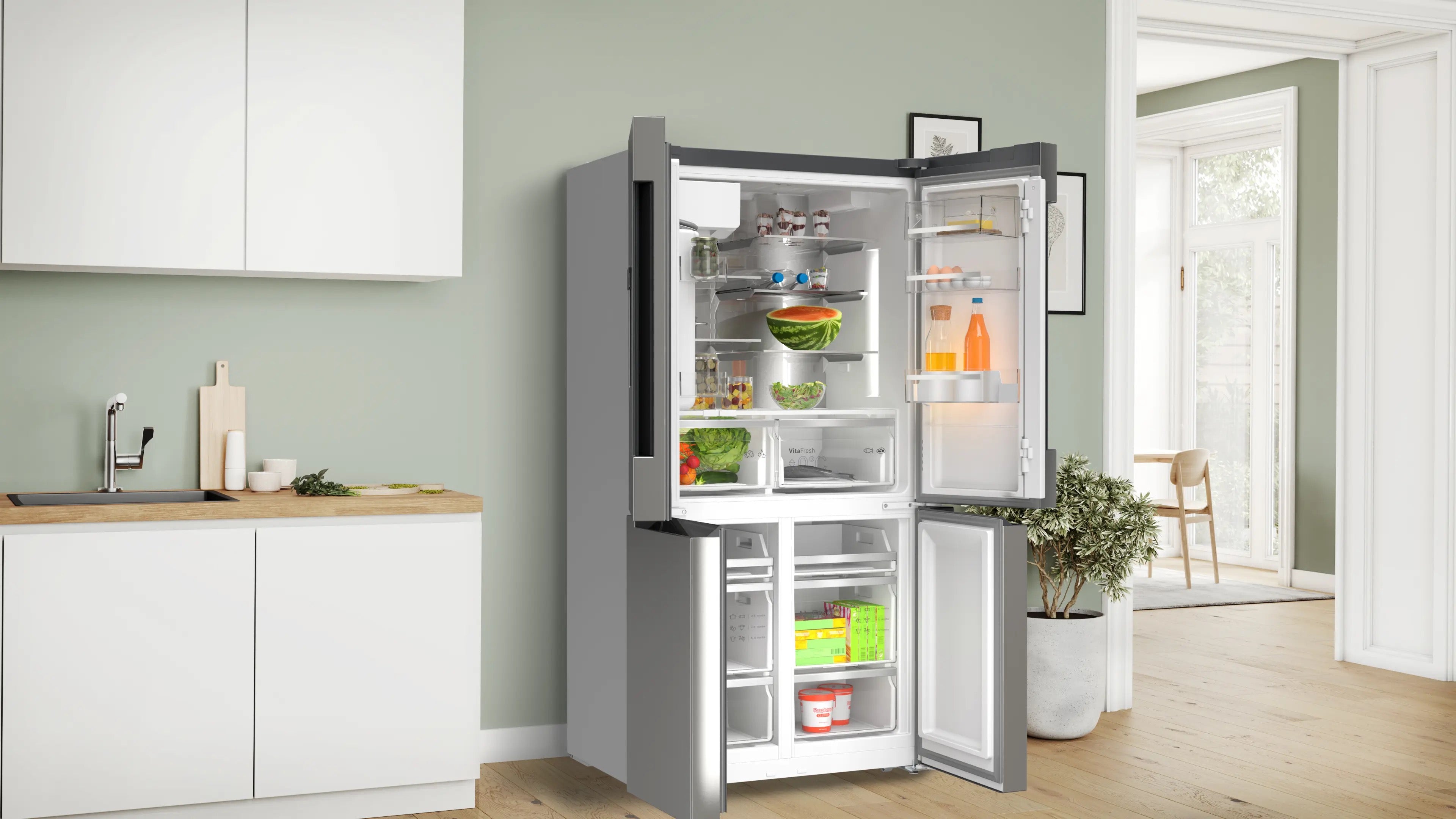 Bosch Series 6 Multi Door American Fridge Freezer Stainless steel - KFD96APEA