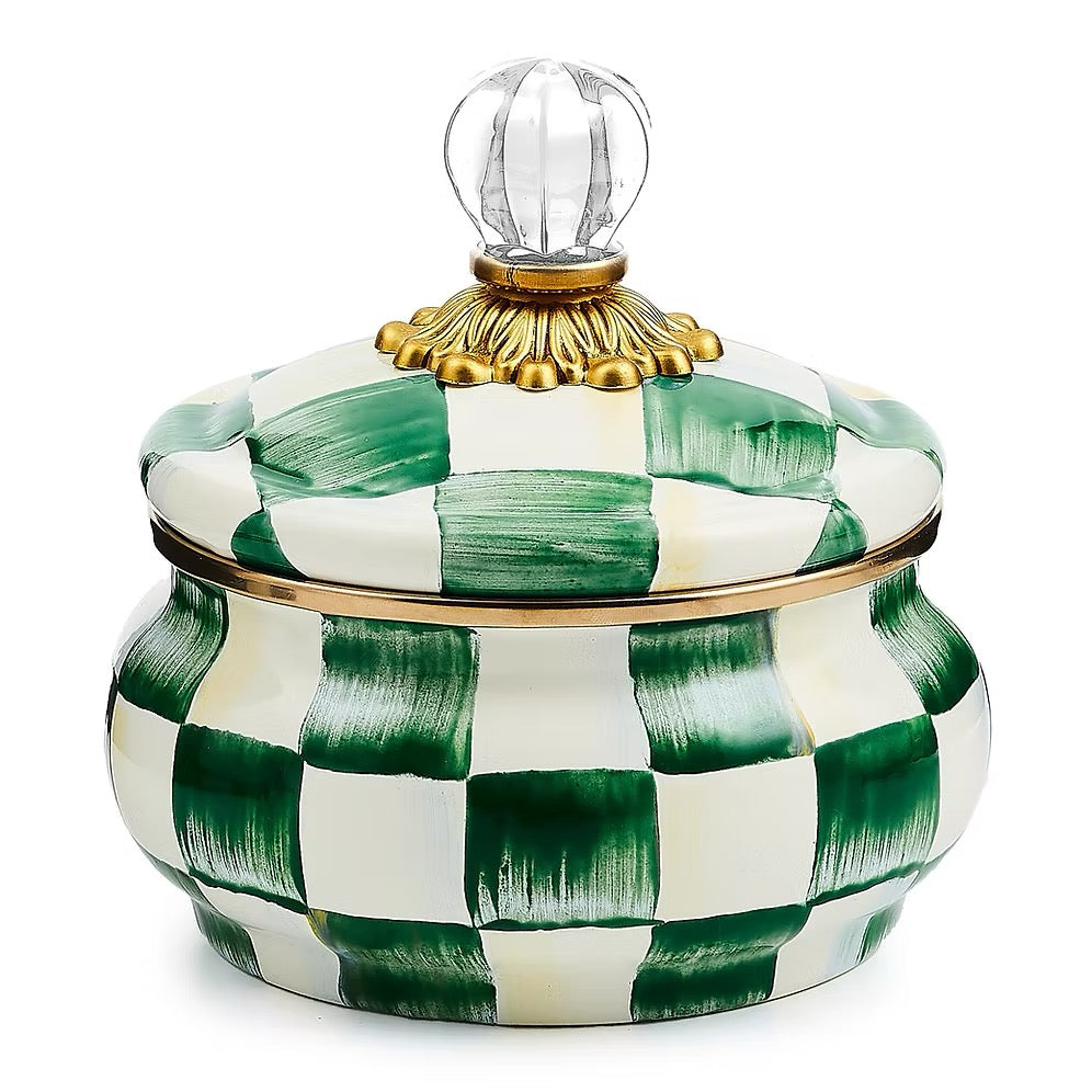 Mackenzie-Childs Emerald Check Squashed Pot