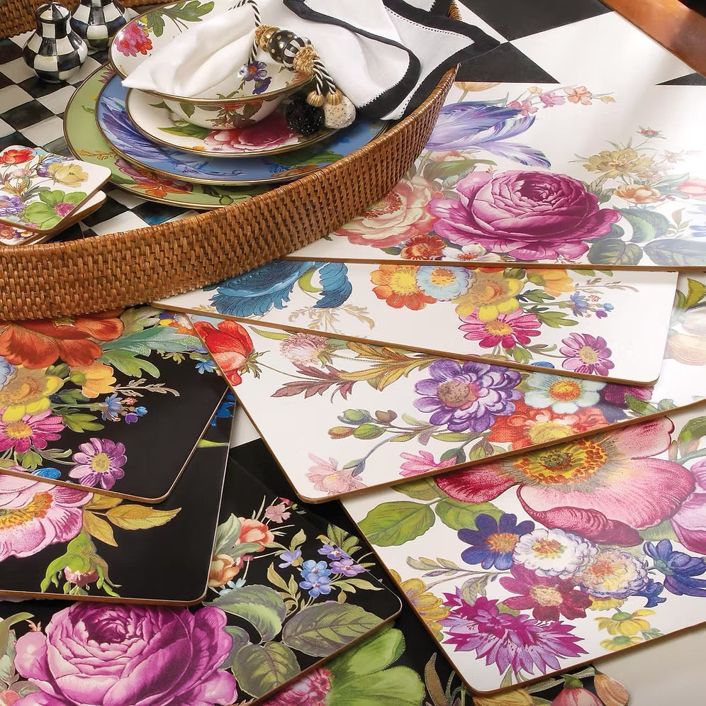 Mackenzie-Childs Flower Market Placemats - White - Set Of 4