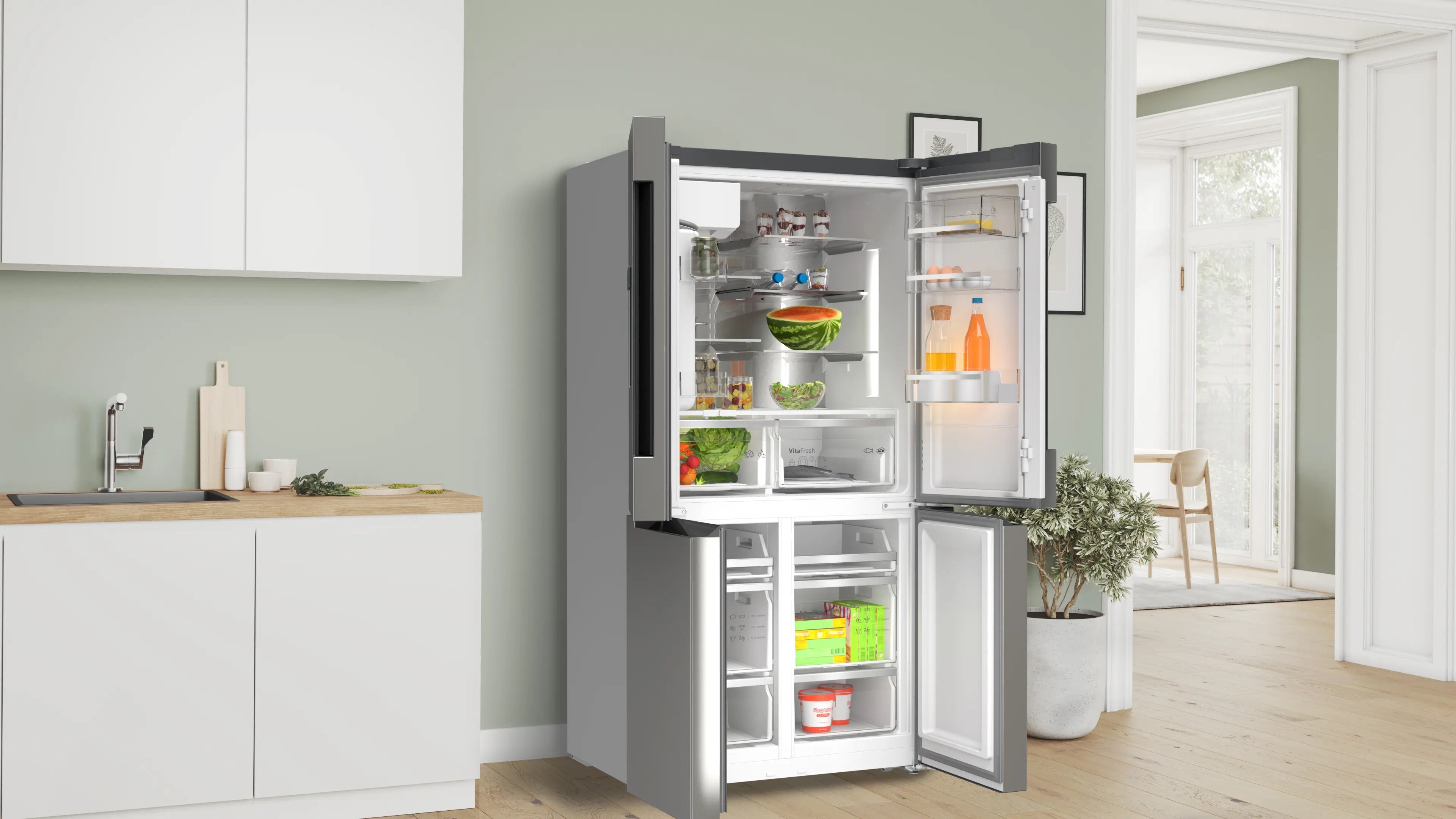 Bosch Series 6 Multi Door American Fridge Freezer 183 x 90.5 cm Stainless steel - KFI96APEAG