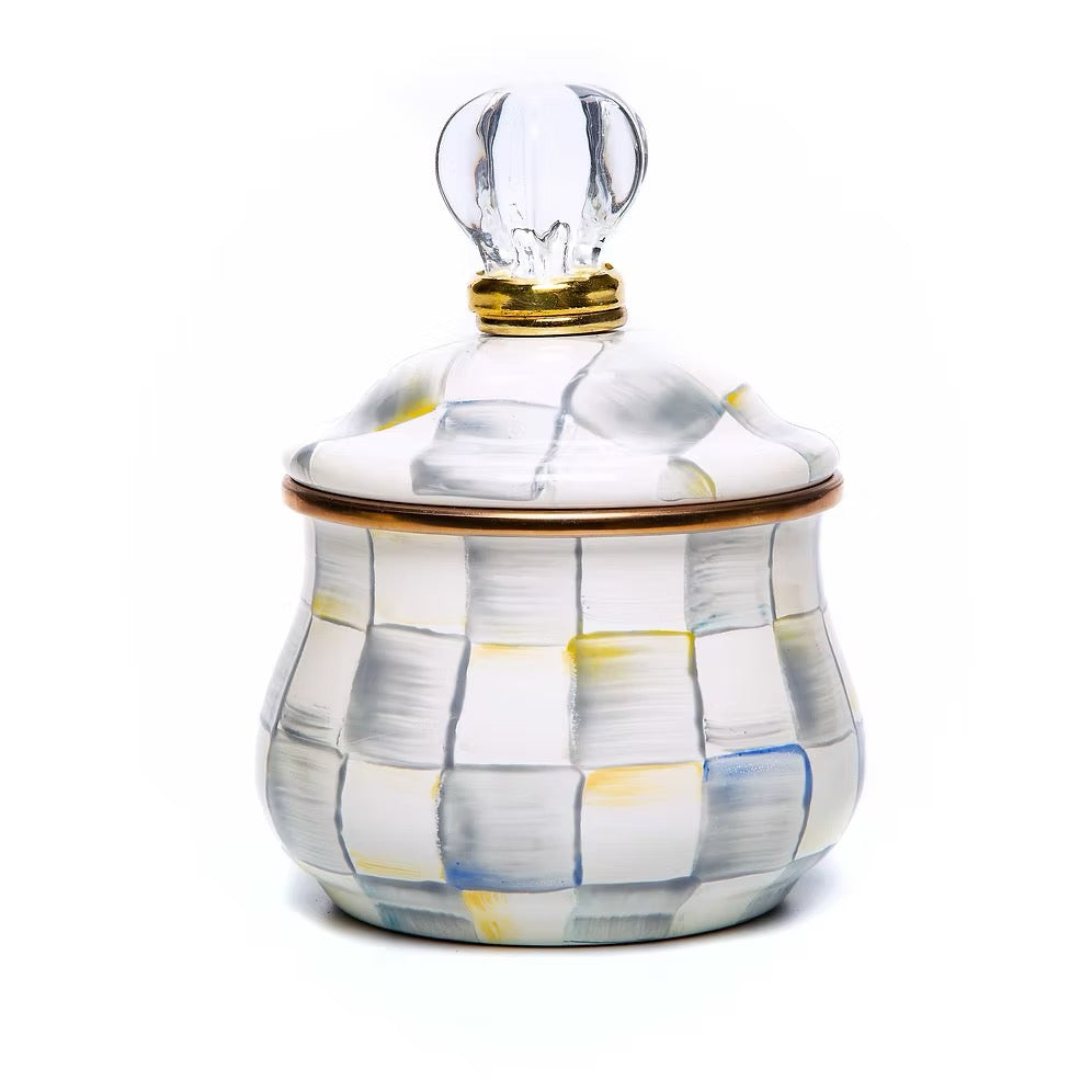 Mackenzie-Childs Sterling Check Enamel Lidded Sugar Bowl