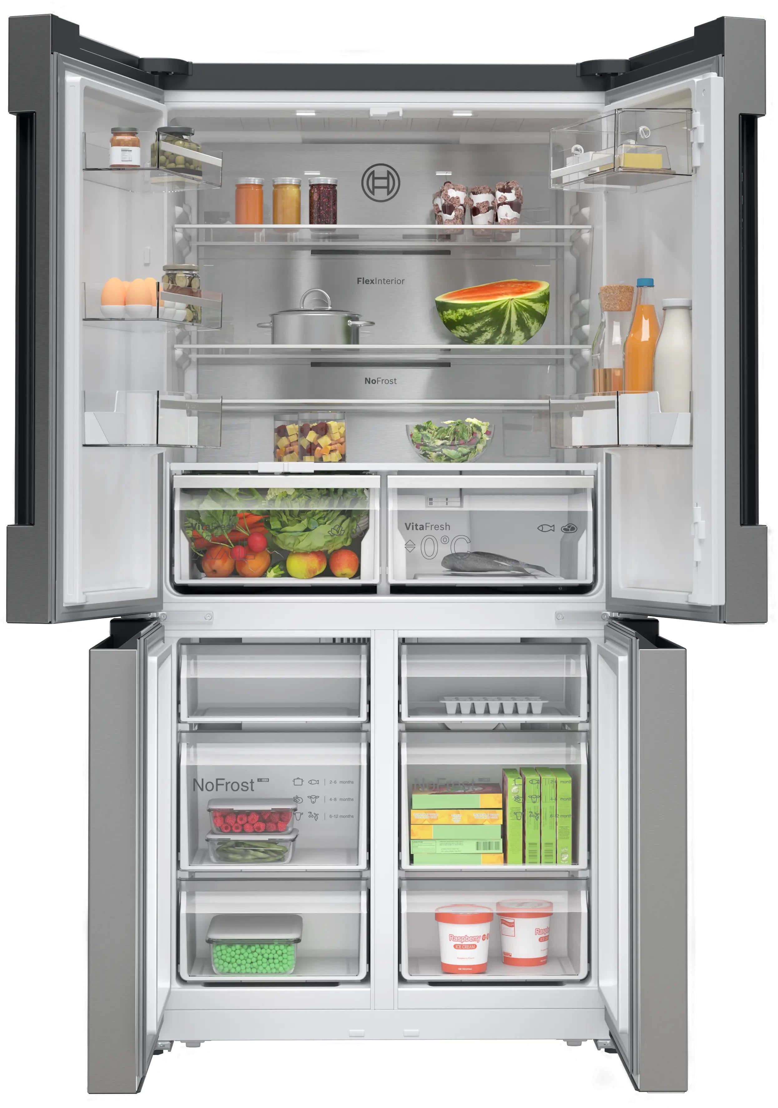 Bosch Series 4 Multi Door American Fridge Freezer 183 x 90.5 cm Stainless steel - KFN96APEAG