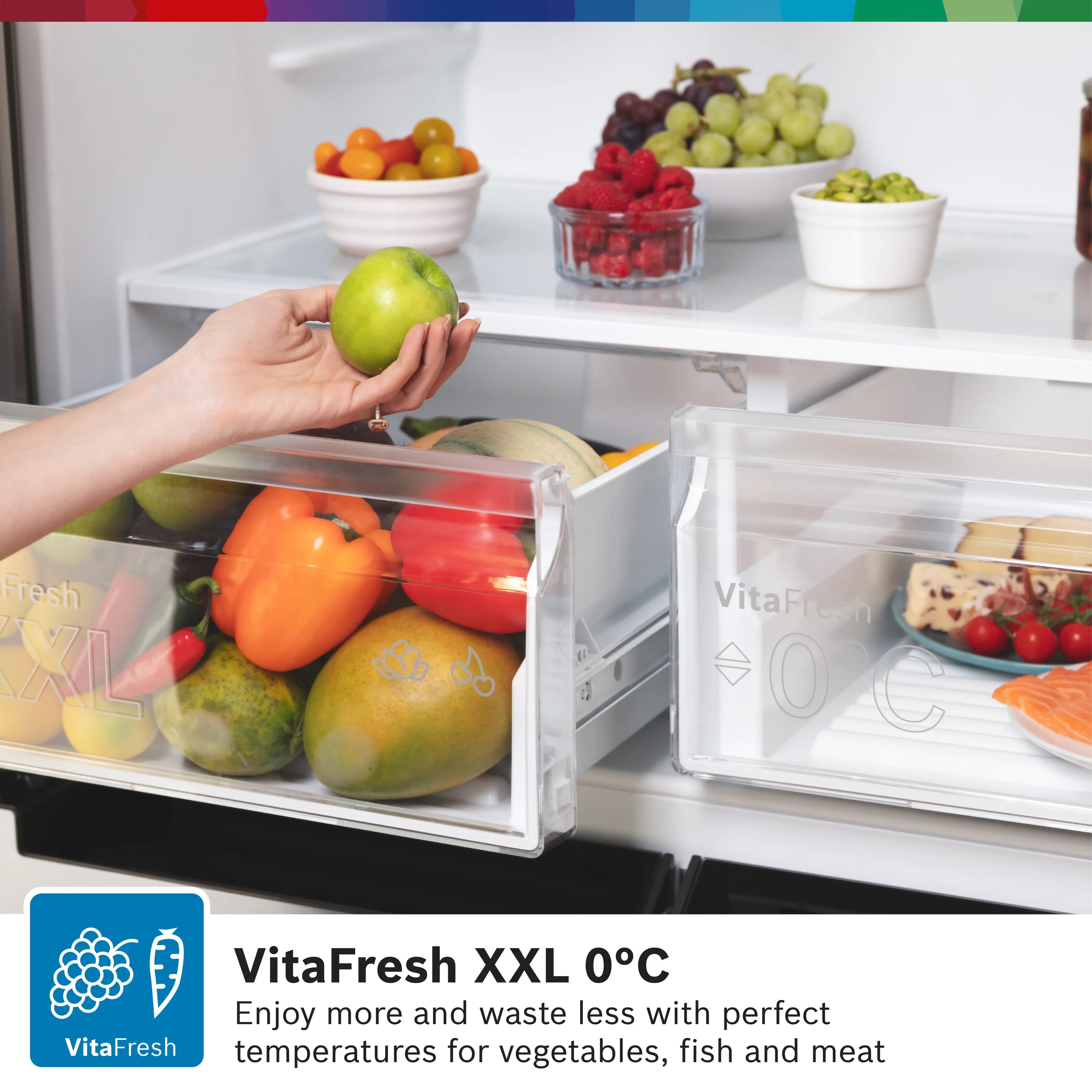 Bosch Series 4 Multi Door American Fridge Freezer 183 x 90.5 cm Stainless steel - KFN96VPEAG