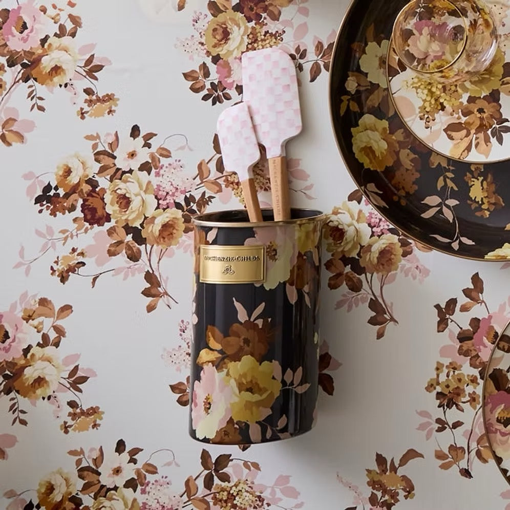 Mackenzie-Childs Wild Rose Brown Utensil Holder