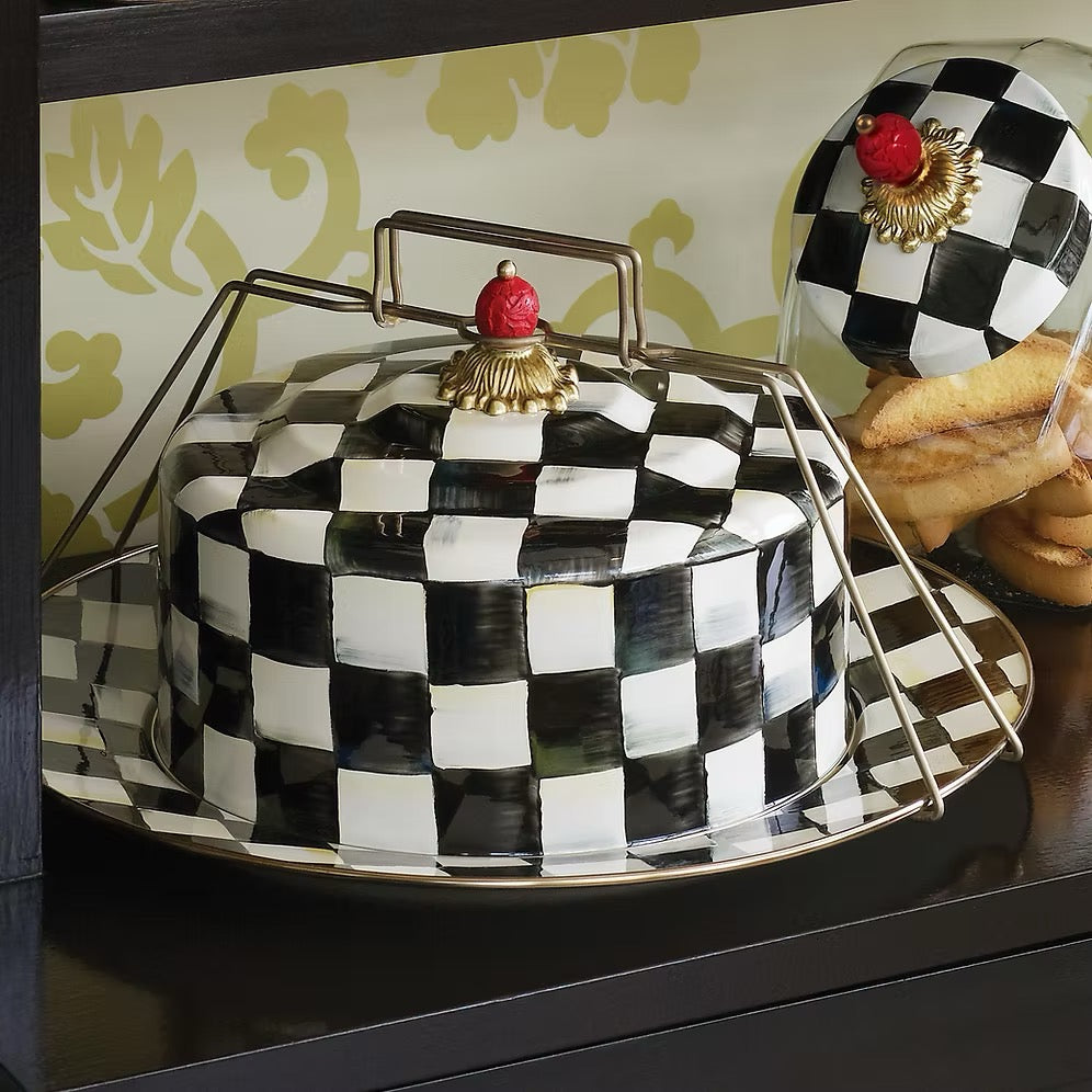 Mackenzie-Childs Courtly Check Enamel Cake Carrier