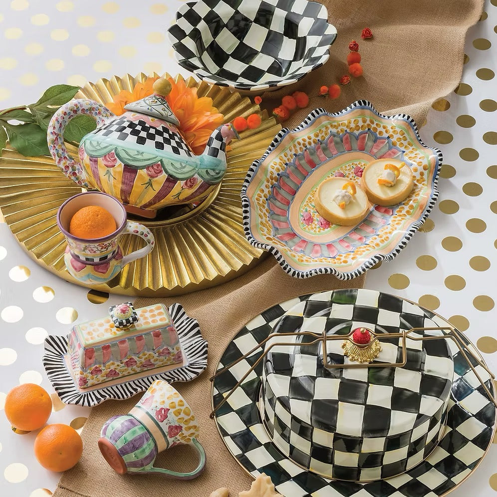 Mackenzie-Childs Courtly Check Enamel Cake Carrier