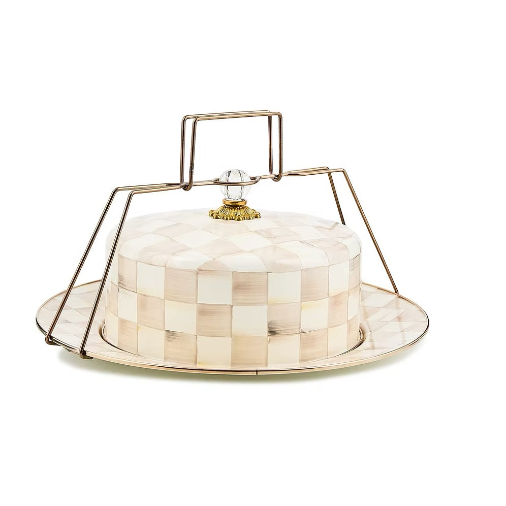 Mackenzie-Childs Mocha Check Cake Carrier