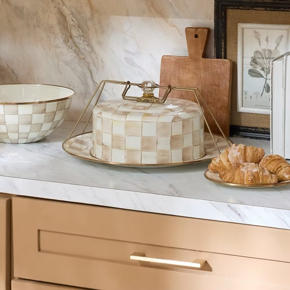 Mackenzie-Childs Mocha Check Cake Carrier