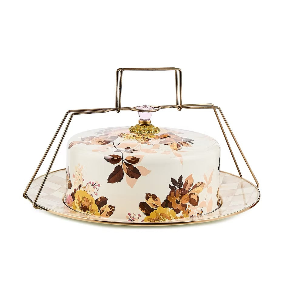 Mackenzie-Childs Wild Rose White Cake Carrier
