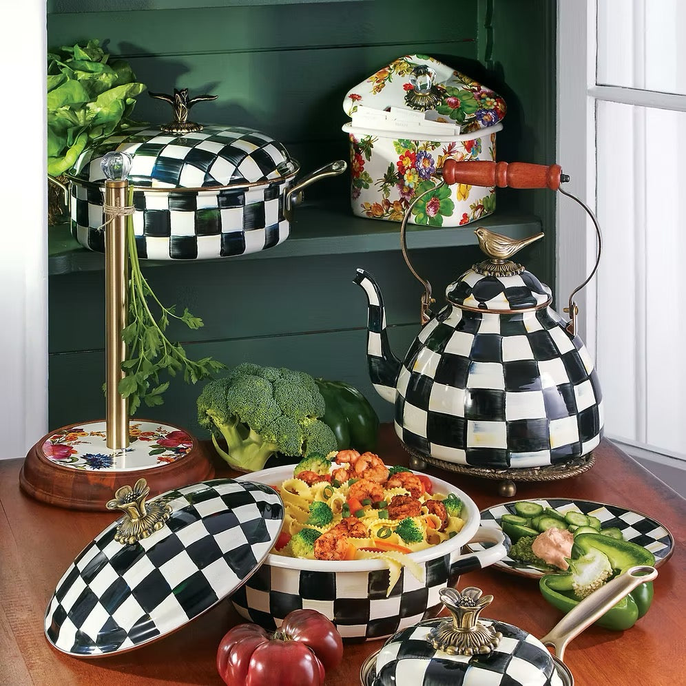 Mackenzie-Childs Courtly Check Enamel Casserole - Medium