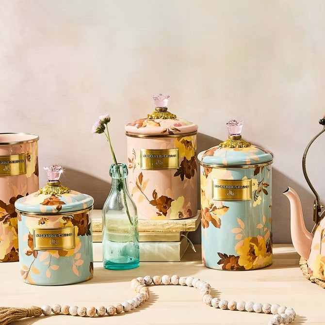 Mackenzie-Childs Wild Rose Mauve Medium Canister