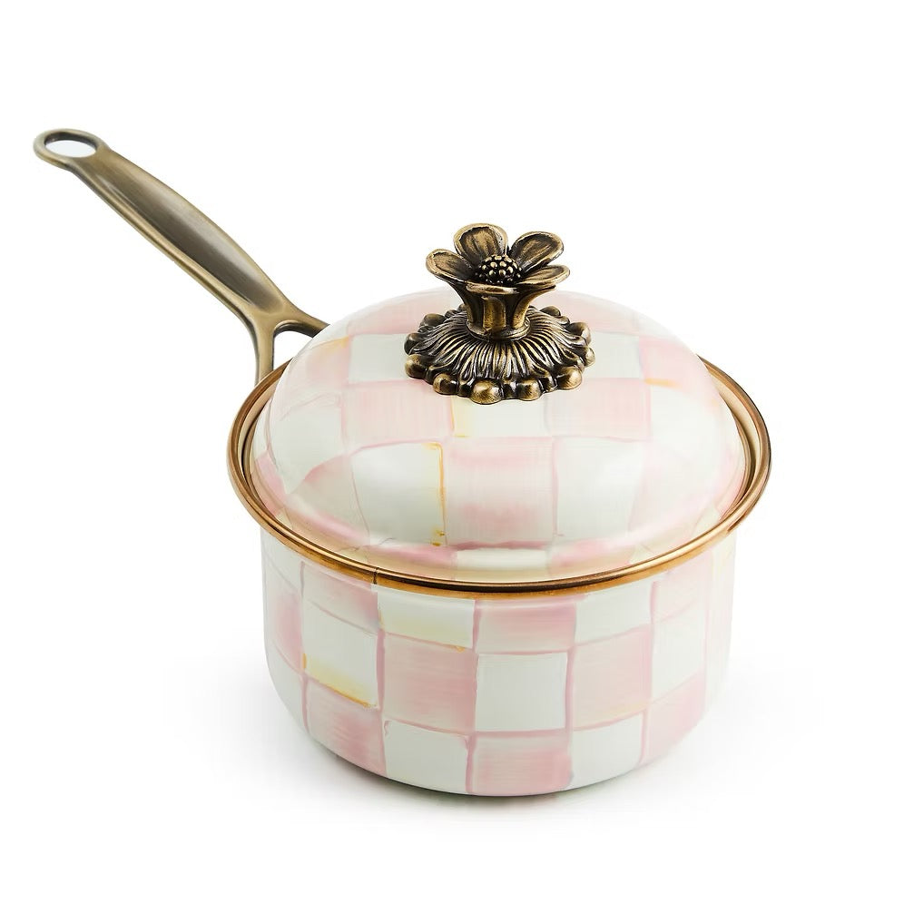 Mackenzie-Childs Rosy Check 1 Qt. Saucepan