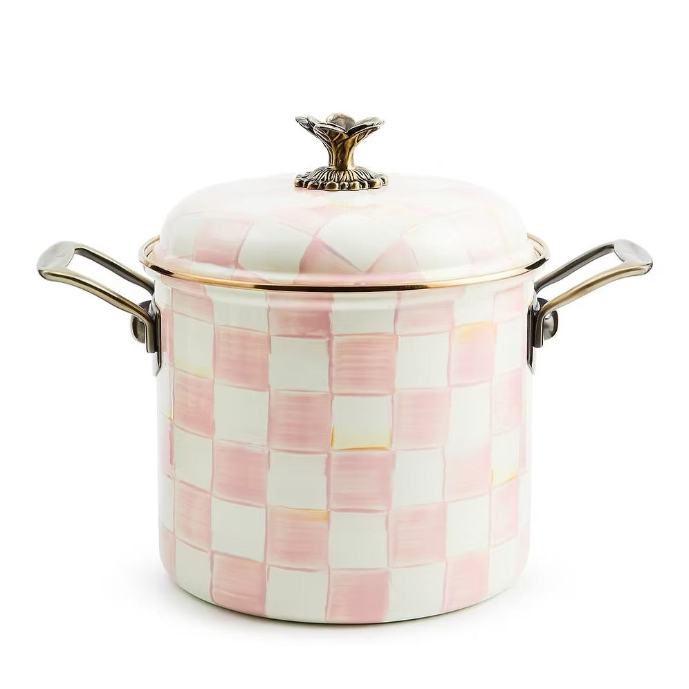Mackenzie-Childs Rosy Check 7 Qt. Stockpot