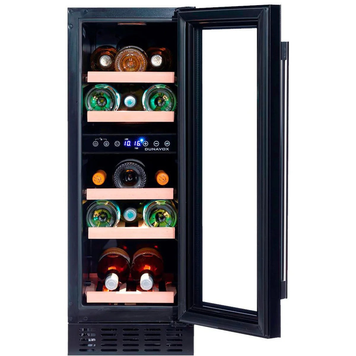 Dunavox FLOW  - 300mm Dual Zone - 17 Bottle - Built In / Freestanding Wine Cooler - DAUF-17.58DB