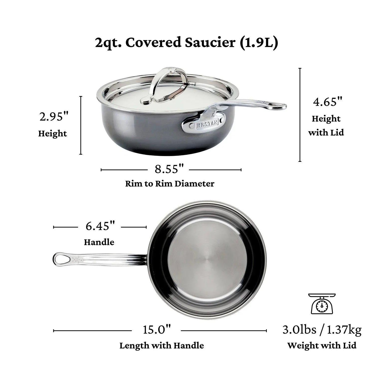 Hestan Nanobond Covered Saucier - 20cm/1.9L