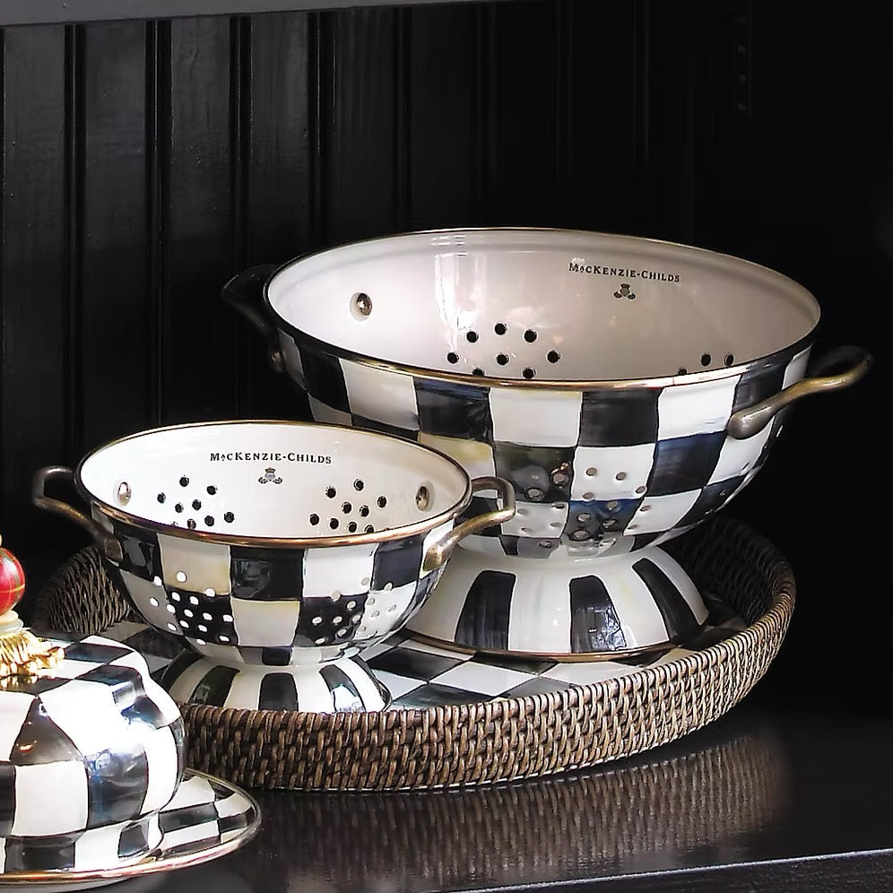 Mackenzie-Childs Courtly Check Enamel Small Colander