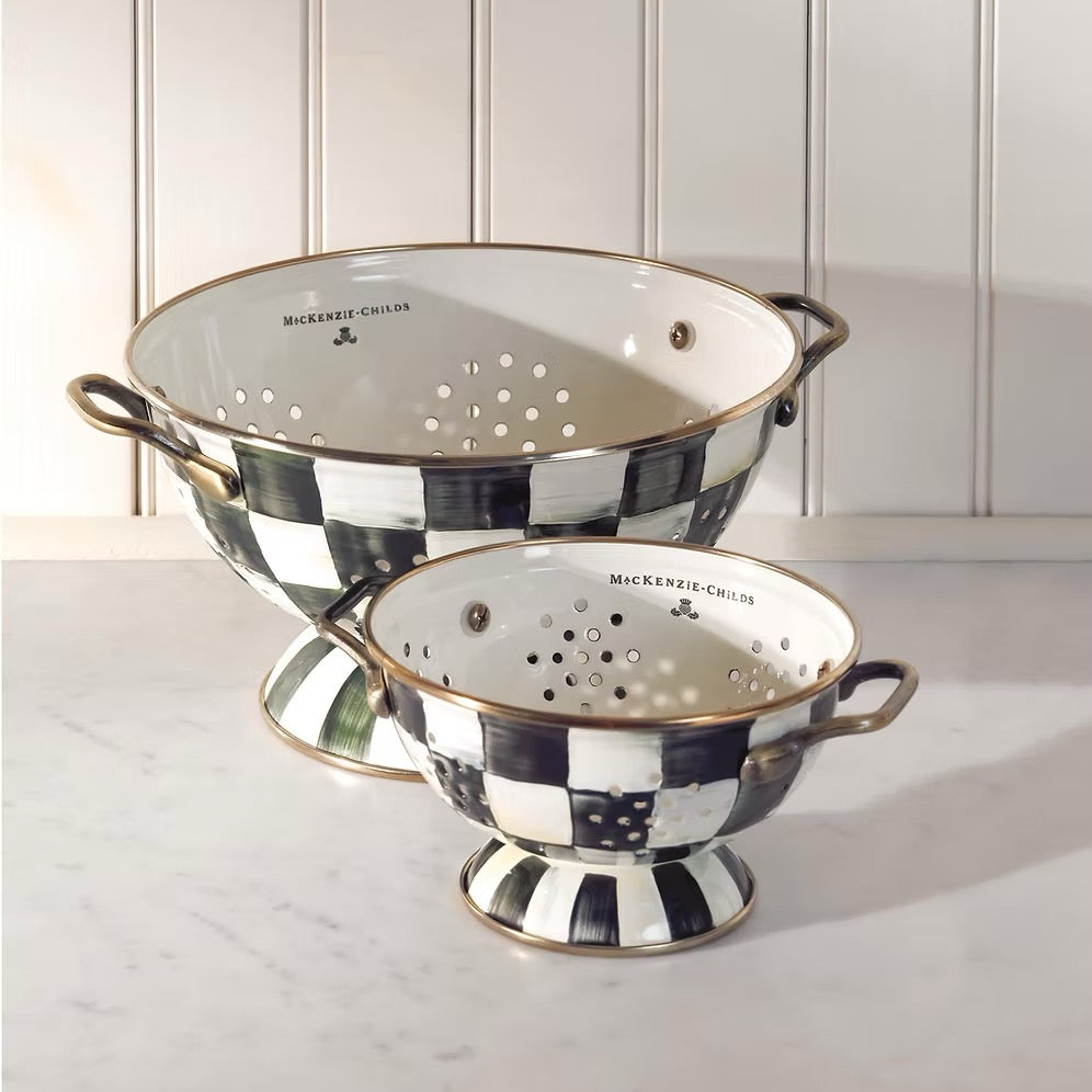 Mackenzie-Childs Courtly Check Enamel Large Colander