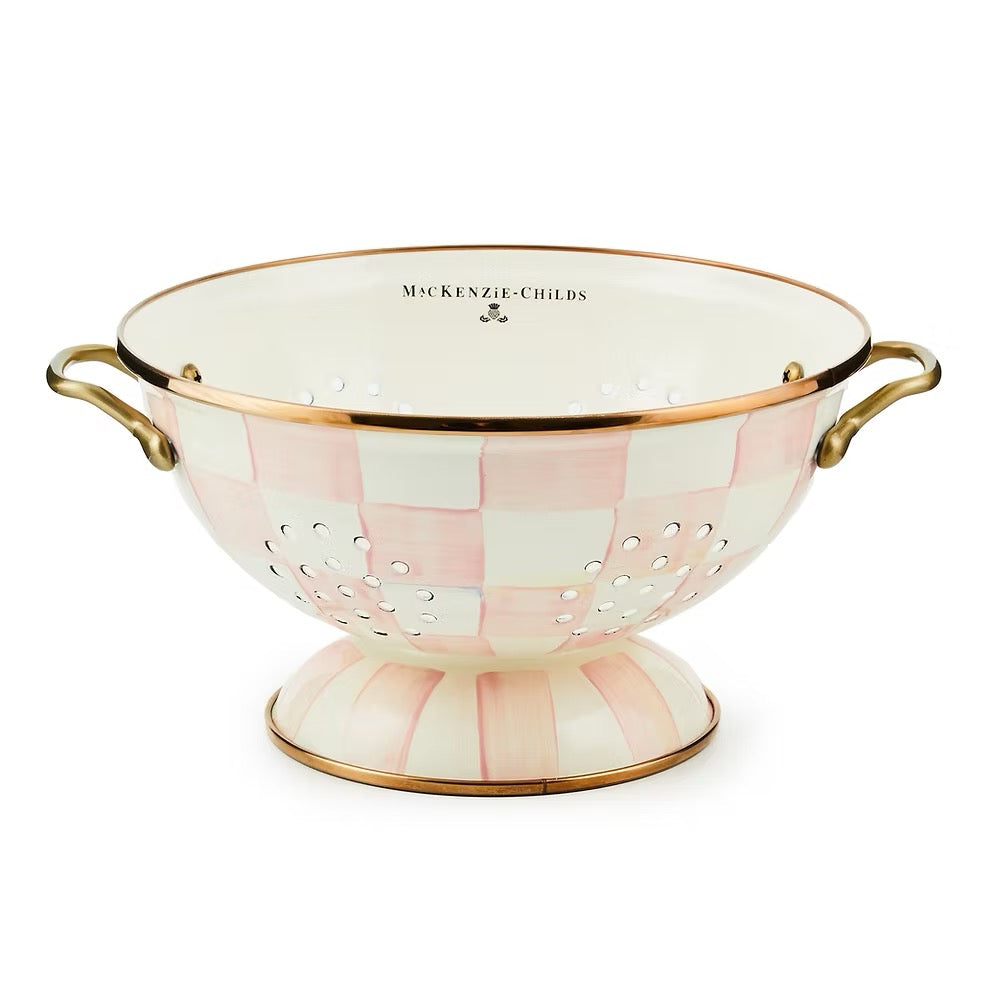 Mackenzie-Childs Rosy Check Enamel Colander - Large