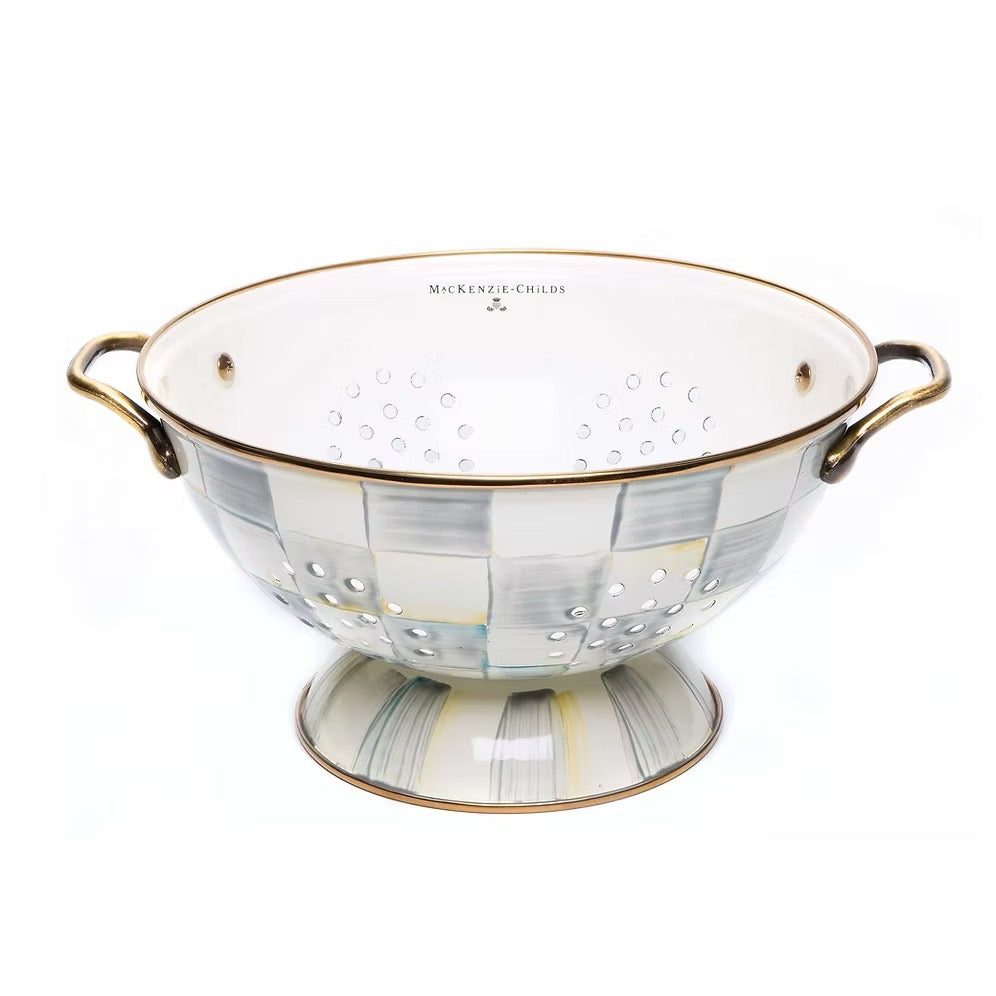 Mackenzie-Childs Sterling Check Enamel Colander - Large