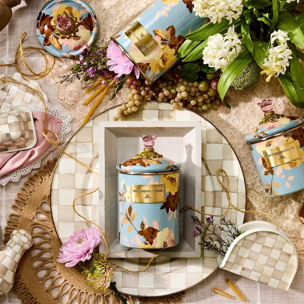Mackenzie-Childs Wild Rose Slate Medium Canister