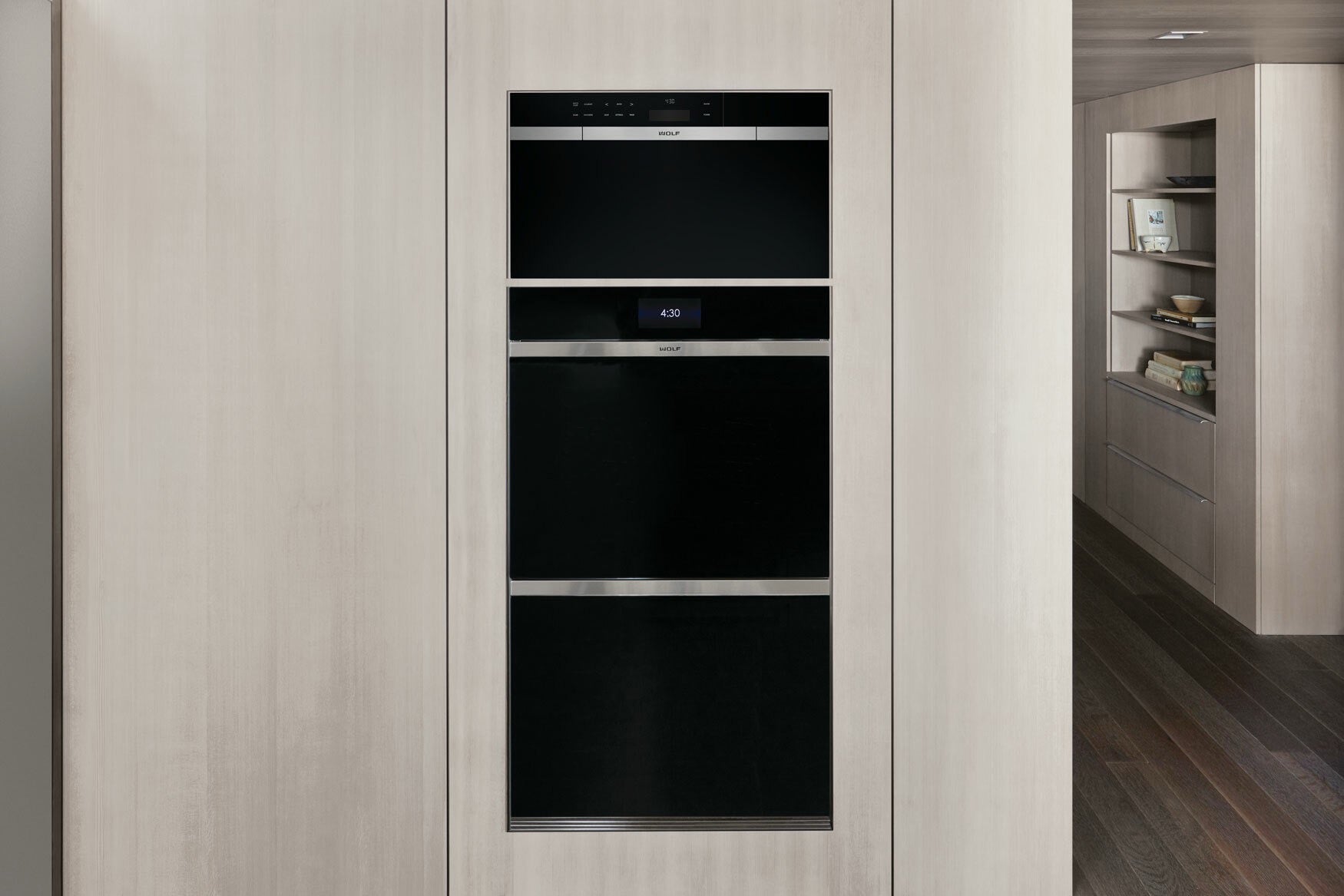 Wolf M Series Contemporary Black Glass Double Oven ICBDO3050CM/B