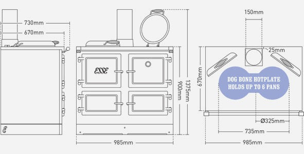 Esse 1000 W Ecodesign Wood Burning Range Cooker