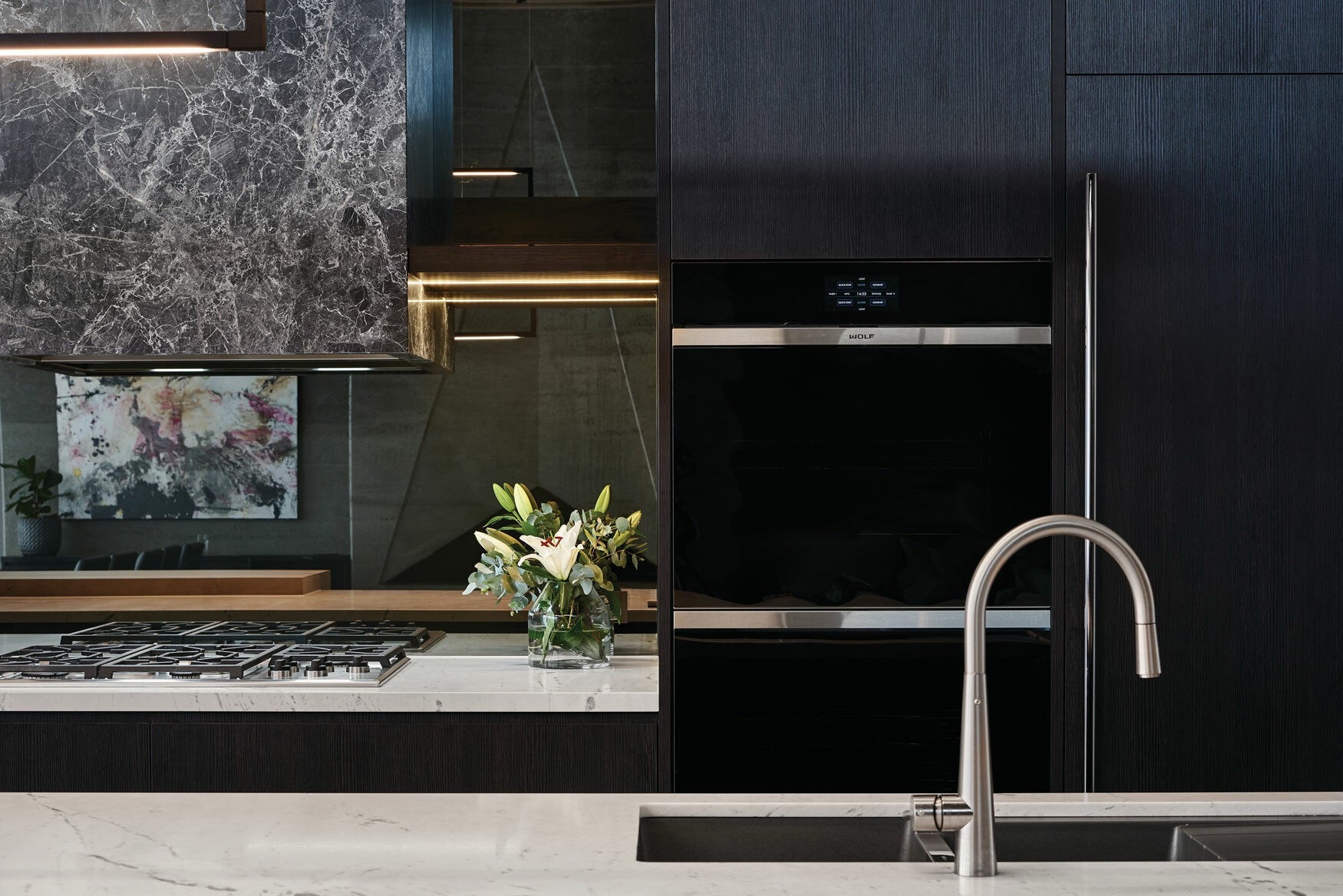 Wolf M Series Contemporary Black Glass Double Oven ICBDO3050CM/B