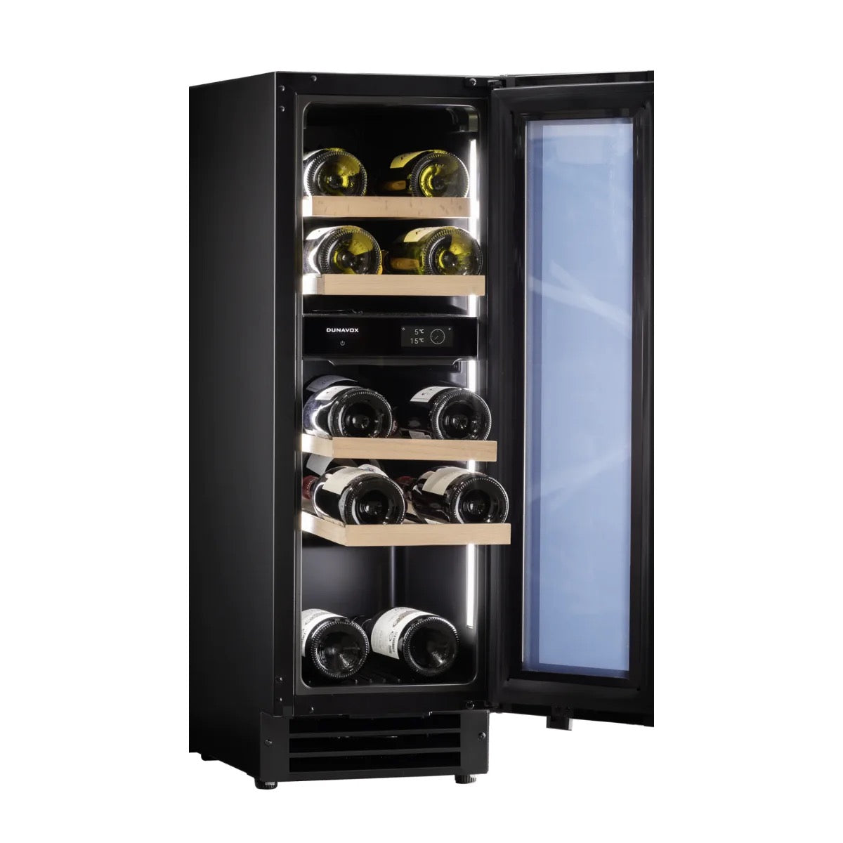 Dunavox FLOW-16 - 300mm Dual Zone - 17 Bottle - Built In / Freestanding Wine Cooler - DAUF-16.64DBH