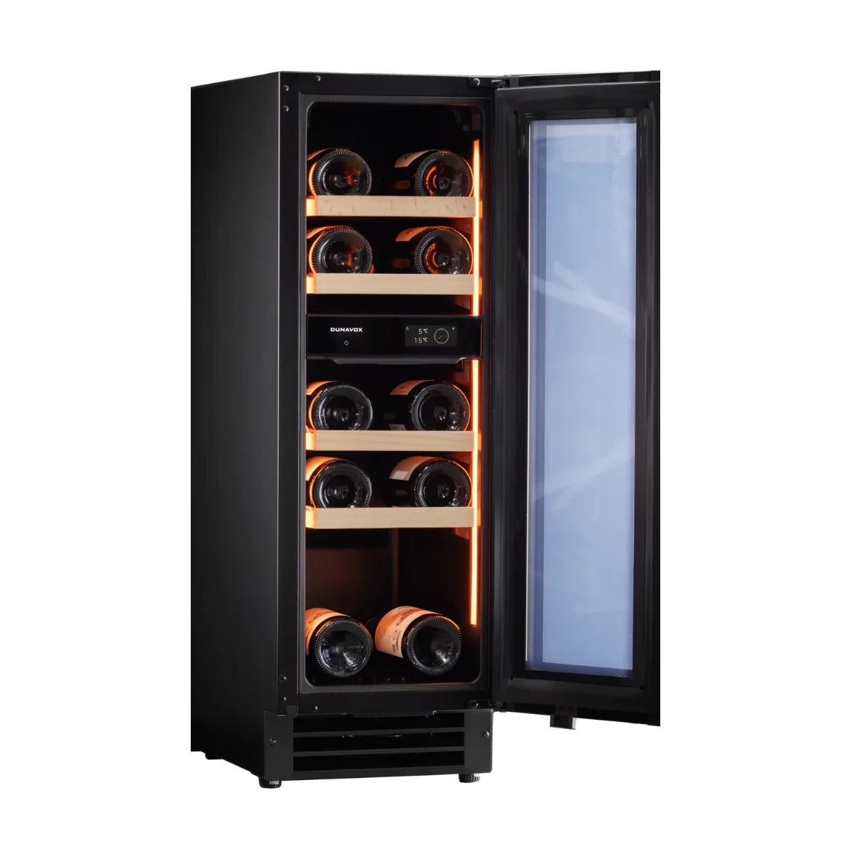 Dunavox FLOW-16 - 300mm Dual Zone - 17 Bottle - Built In / Freestanding Wine Cooler - DAUF-16.64DBH