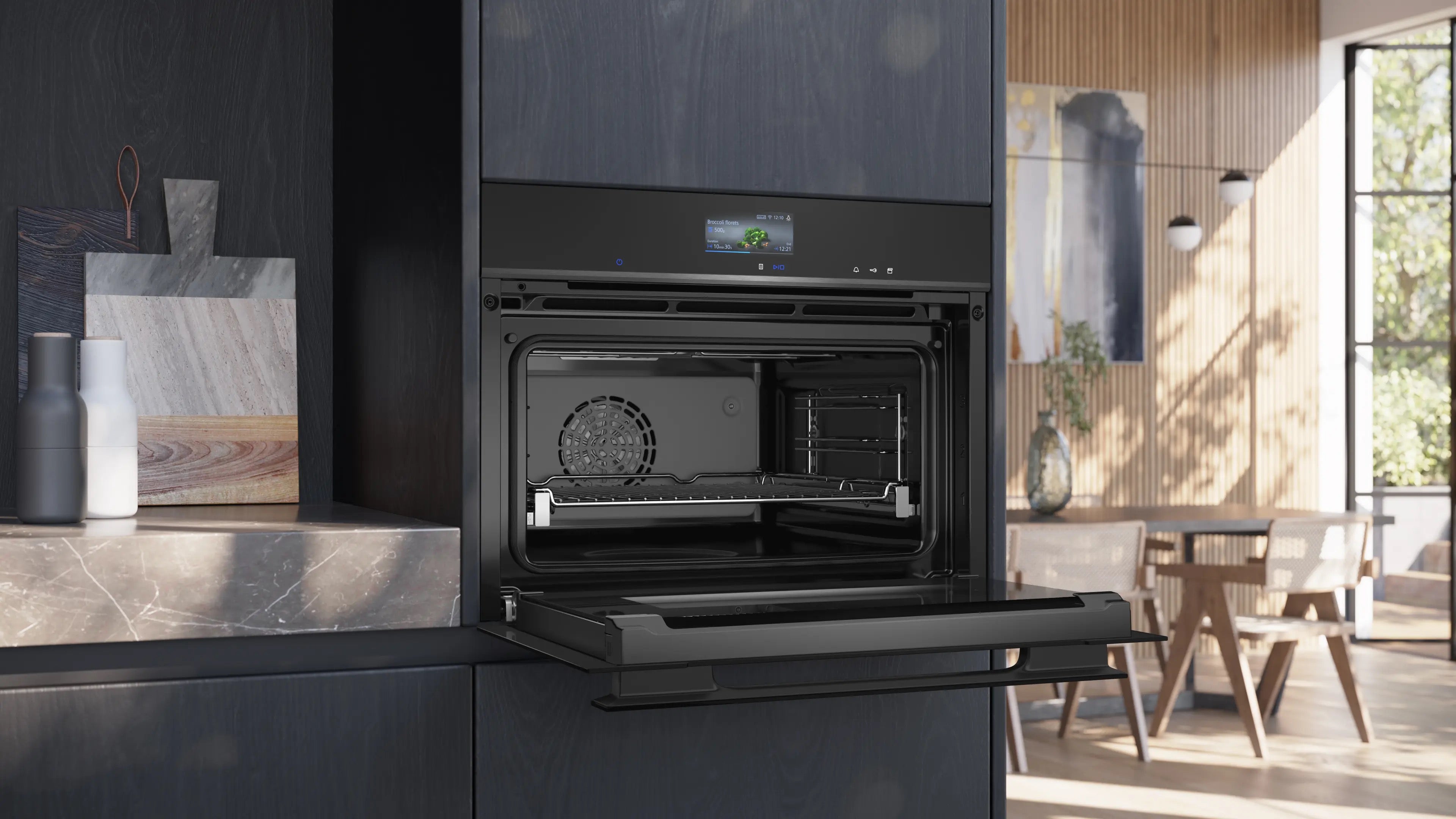 Siemens iQ700 Built-in compact oven with steam function 60 x 45 cm Black - CS936GCB1