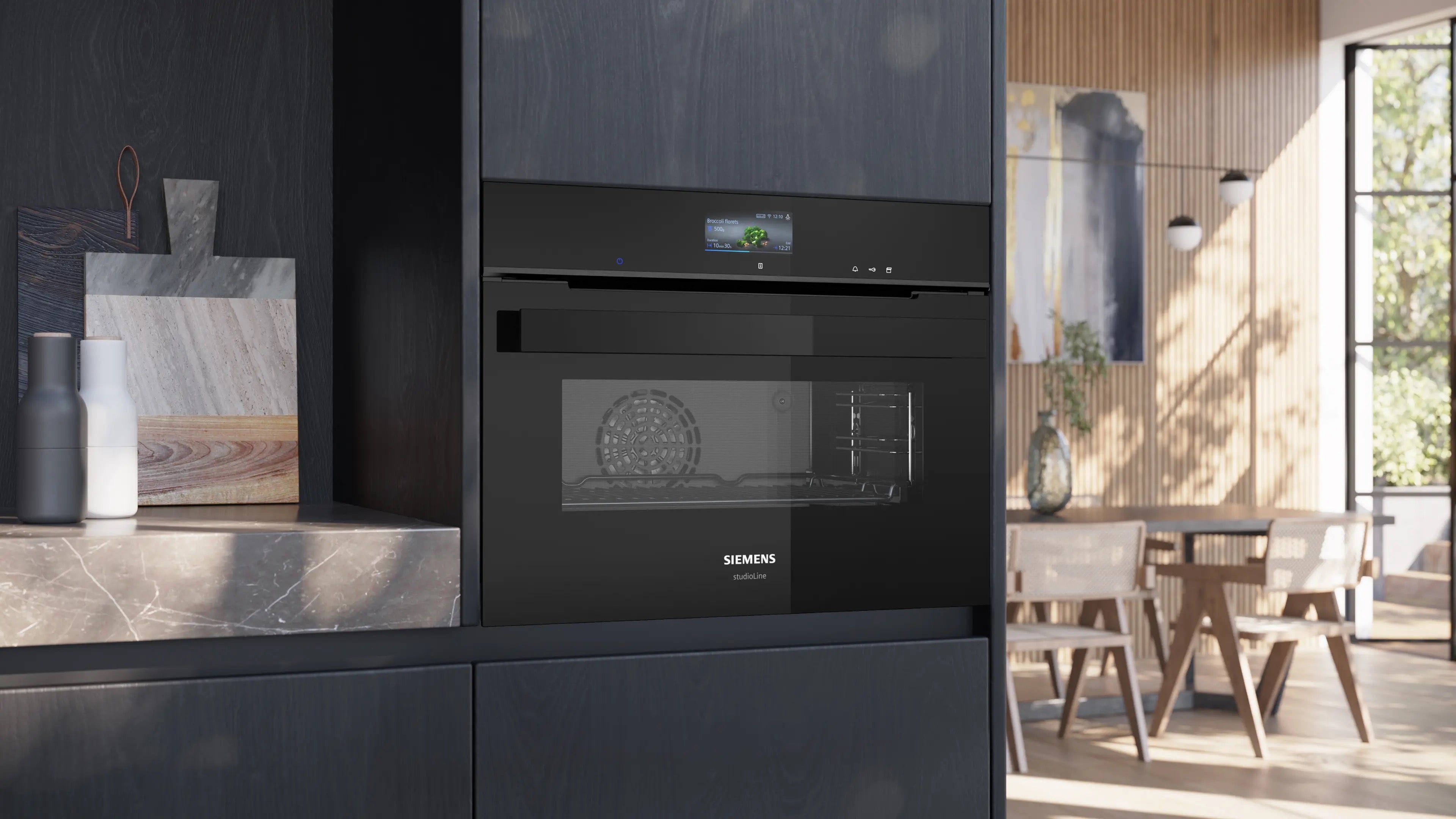 Siemens iQ700 Built-in compact oven with steam function 60 x 45 cm Black - CS936GCB1